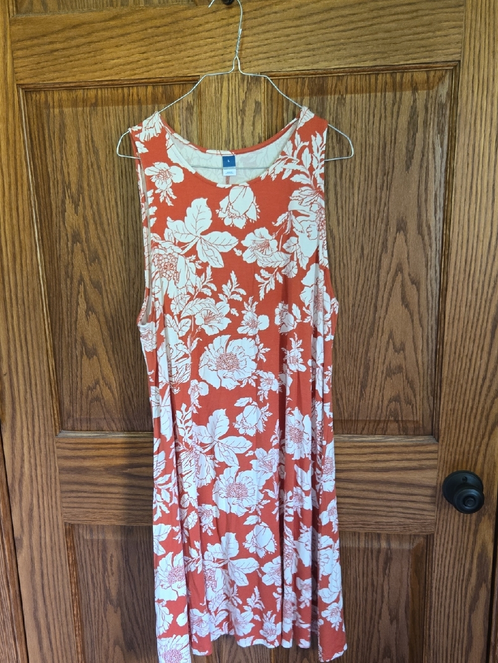 Old Navy Coral Dress with White Floral Print